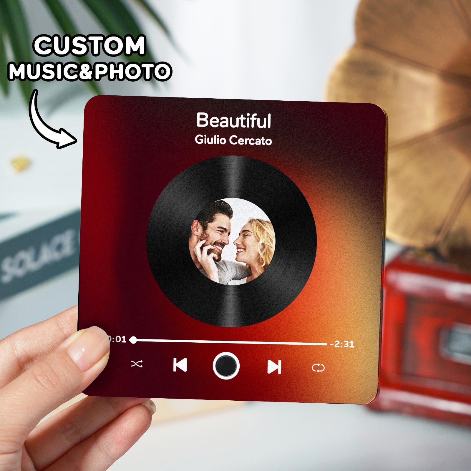 Personalisiertes Fotoalbum, Kühlschrankmagnet, Musik-wandfotoaufkleber, Musikbewegung, Die Ohne Handy Abgespielt Werden Kann, Musik-kühlschrankmagnet Pro Kann Lieder Abspielen