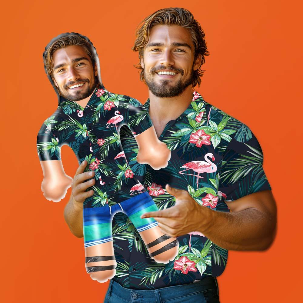 Personalisiertes Hawaiihemd Mit Aufblasbaren Puppen, Bunter Flamingo, Lustiger Aufblasbarer Mann Mit Bedrucktem Gesicht Für Partygeschenke - MeineFotoTassen