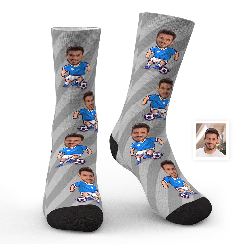 Benutzerdefinierte Gesicht Spielende Fußballsocken, Personalisierte, Unvergessliche Geschenke Für Fußballliebhaber - MeineFotoTassen