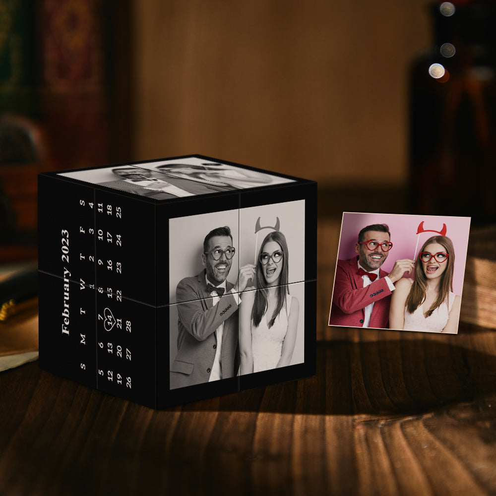 Benutzerdefinierter Multi-fotokalender, Rubik's Cube-jubiläumsgeschenk Für Paare - MeineFotoTassen