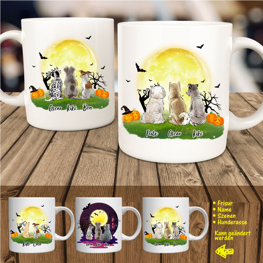 Personalisierte Tasse mit Haustier Halloween Bis zu 5 Haustiere