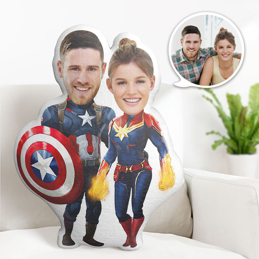 Valentinstagsgeschenk, Individuelles Fotokissen, Personalisiertes Superheldenkissen, Individuelles Paarkissen, Captain America- Und Captain Marvel-kissen - MeineFotoTassen